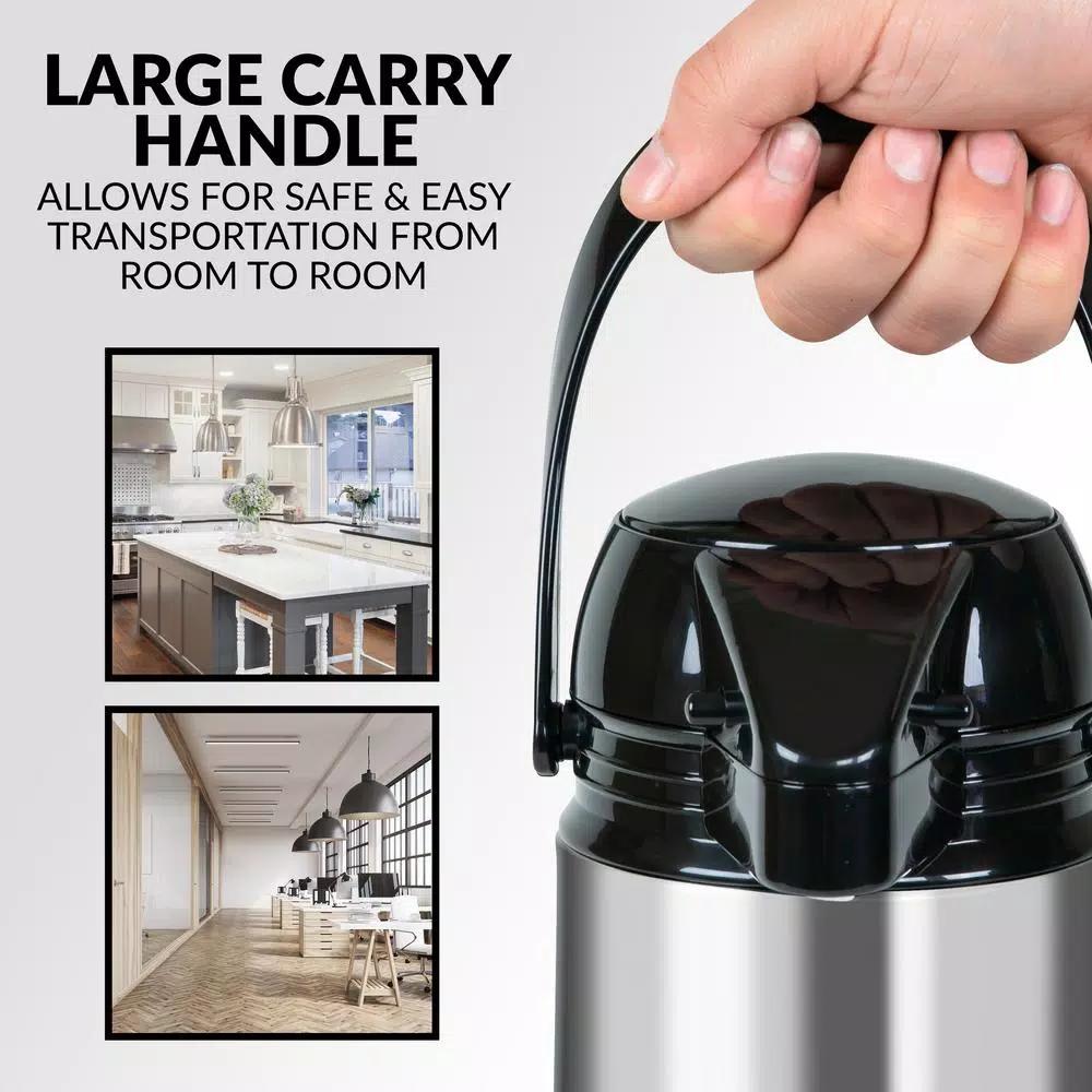 HomeCraft 12-Cup Stainless Steel Coffee Urn Dispenser, 2L Airpot Server