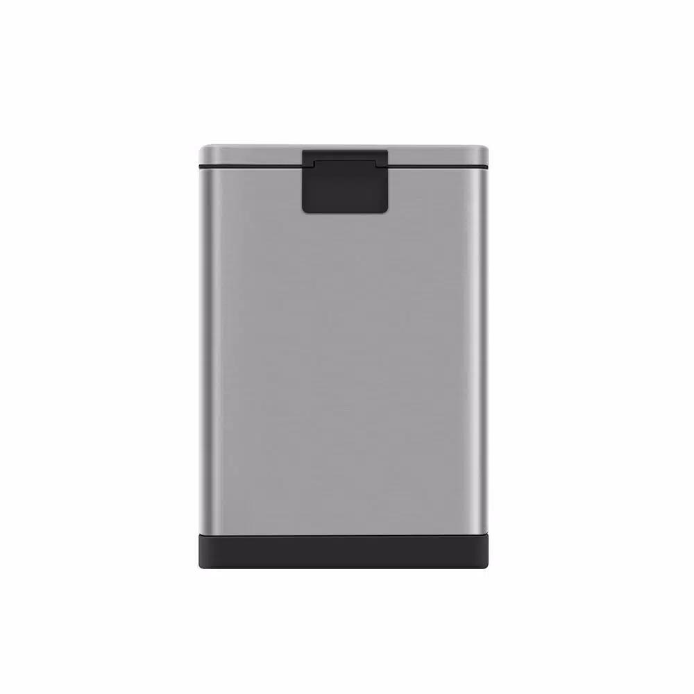 Innovaze 3.2 Gallon Brushed Stainless Steel Rectangular Step-On Trash Can with Fingerprint Resistant Finish