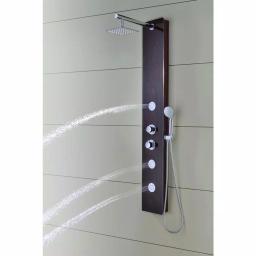 ANZZI Pure 59 in. 3-Jet Full Body Shower Panel System, Mahogany Deco-Glass with Heavy Rain Head & Handheld Sprayer thumbnail 5