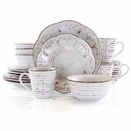 Elama Rustic Birch 16-Piece Stoneware Dinnerware Set, Service for 4 thumbnail 1