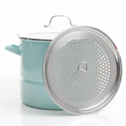 Kenmore 16-Quart Steel Stock Pot Set with Steamer Insert and Glass Lid, Broadway Blue thumbnail 2