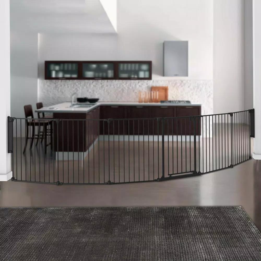 Perma Child Safety 30 in. Super Wide 3-in-1 Playpen Barrier, 6-Panel Play Yard & Baby Gate, Black