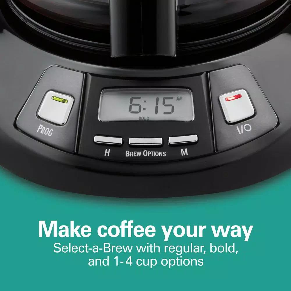 Hamilton Beach 12-Cup Programmable Drip Coffee Maker with Black Stainless Steel Accents