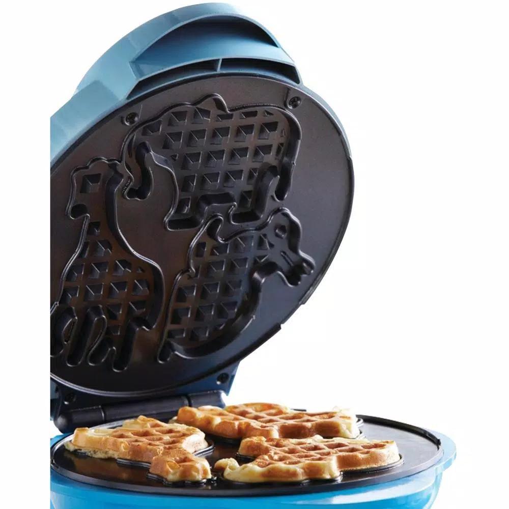 Brentwood Appliances TS-253 Blue Nonstick Animal-Shaped Mini Waffle Maker