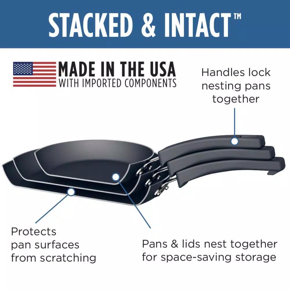 Farberware Neat Nest 12 in. Aluminum Nonstick Skillet, Black