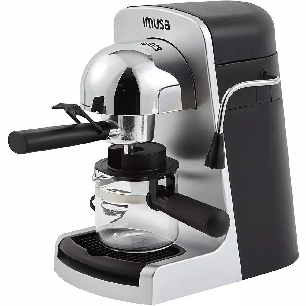 IMUSA 4-Cup Espresso and Cappuccino Maker with Milk Frother, 800W, Grey
