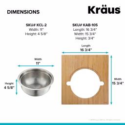 KRAUS 16.75 in. Workstation Kitchen Sink Serving Board Set with Stainless Steel Colander thumbnail 8