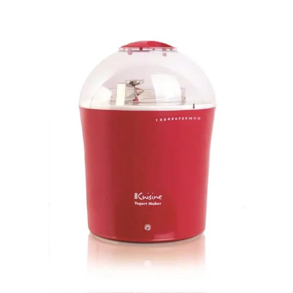 Euro Cuisine 2 Qt. Yogurt Maker with Glass Jar, Stainless Steel Thermometer, and Greek Yogurt Cotton Bag - Red