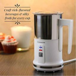 Ovente 3-in-1 Electric Milk Frother & Heater, White Stainless Steel with See-Through Lid thumbnail 7