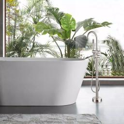 Vanity Art 46 in. Freestanding Single Handle Claw Foot Tub Faucet with Hand Shower, Brushed Nickel thumbnail 4