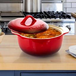Crock-Pot Artistan 4-Piece Round Stoneware Casserole Set with Lids, Red thumbnail 5