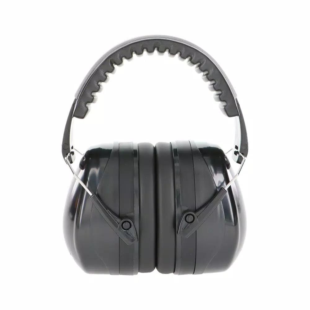 HDX Black Folding Ear Muffs, NRR 26 dB Noise Reduction, Over-the-Head Hearing Protection