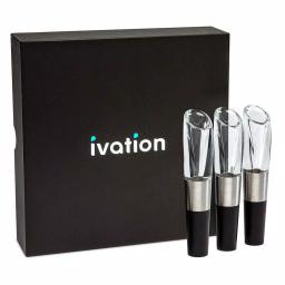 Ivation 3-Pack Clear Acrylic Wine Aerator and Preserver Set with Gift Box thumbnail 1
