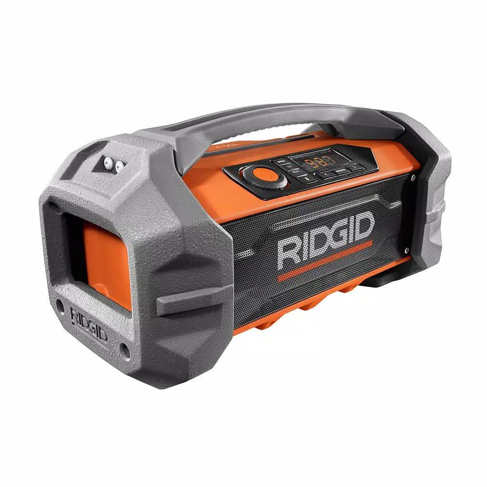 RIDGID 18V Cordless Hybrid Jobsite Radio with Bluetooth and 1.5 Ah Lithium-Ion Battery