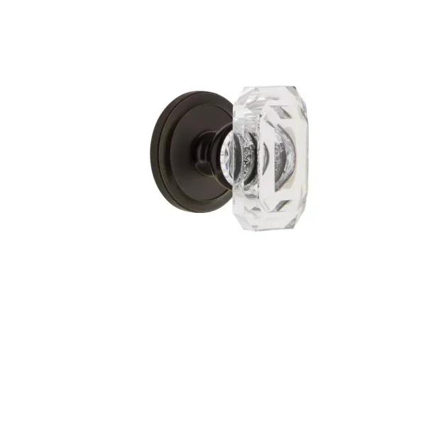 Grandeur Circulaire Rosette Double Dummy Baguette Crystal Door Knob, Timeless Bronze
