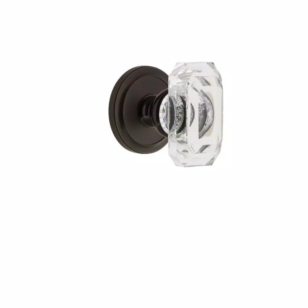 Grandeur Circulaire Rosette Double Dummy Baguette Crystal Door Knob, Timeless Bronze
