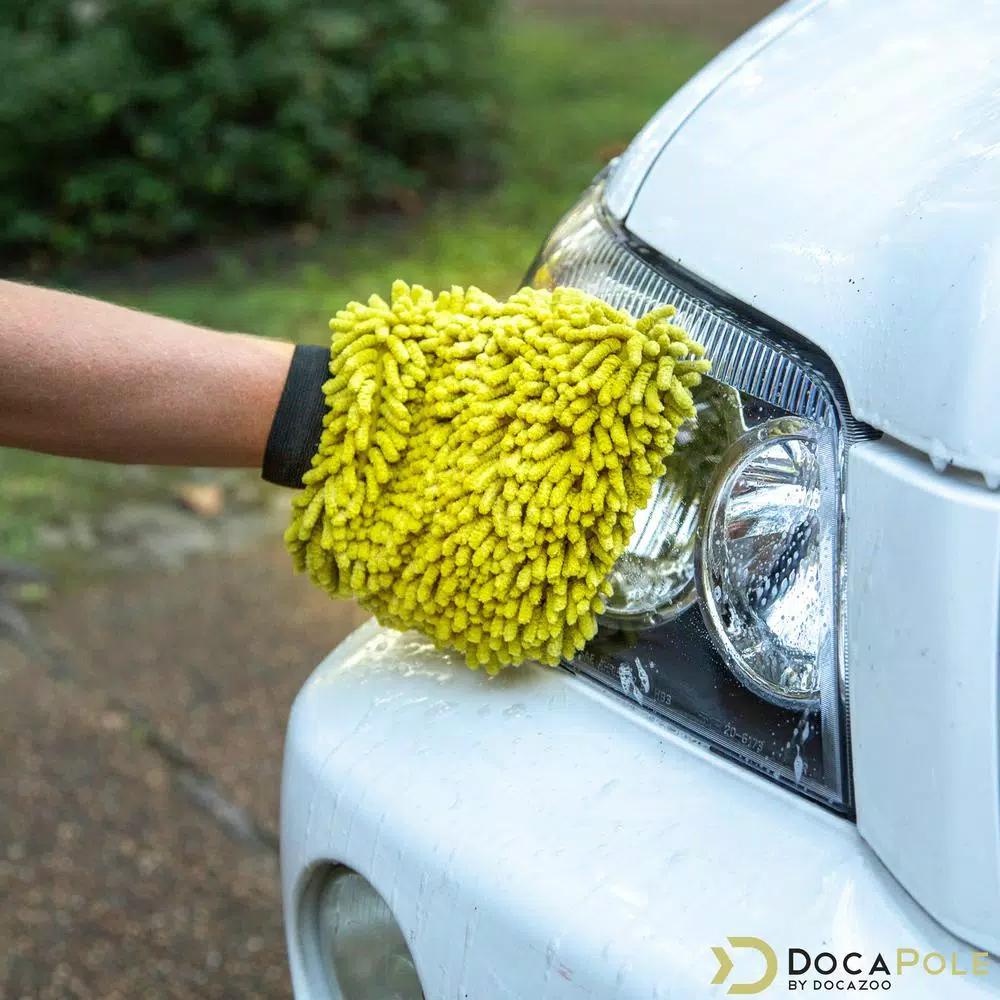 DocaPole 7 ft. to 30 ft. Telescopic Car Wash Cleaning Kit with Extension Pole, Squeegee, and Microfiber Mitts