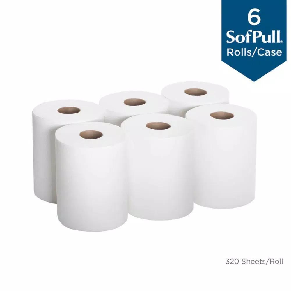 Georgia-Pacific SofPull White Premium 1-Ply Center Pull Paper Towels, 350 Sheets per Roll, 6 Rolls per Carton
