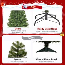 Costway 9 ft. Slim Fraser Fir Artificial Christmas Tree, Unlit Green with 2094 Tips thumbnail 3
