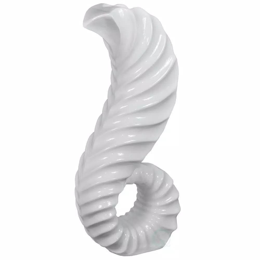 Uniquewise Large White Trumpet Horn Floor Vase - 31.5" Coastal Style Fiberglass Decor