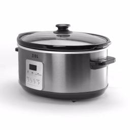 Zing 7 Qt. Oval Programmable Slow Cooker with Glass Lid, Dark Stainless Steel thumbnail 2