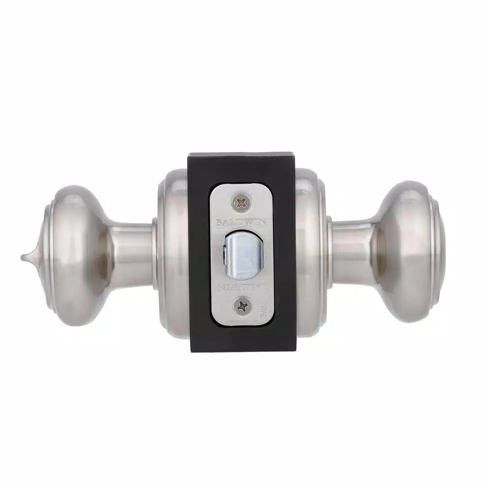 Baldwin Prestige Alcott Satin Nickel Privacy Door Knob (4-Pack)