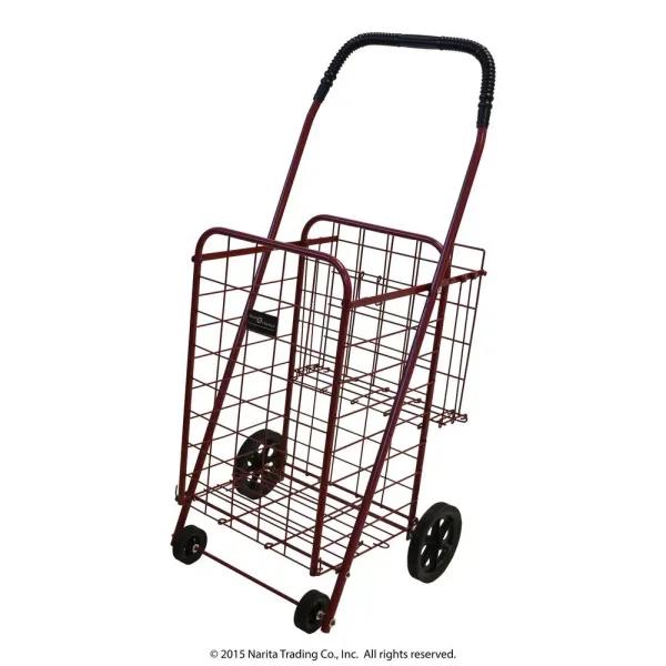 Easy Wheels Mini Shopping Cart with Extra Rear Basket, Red, Heavy-Gauge Steel