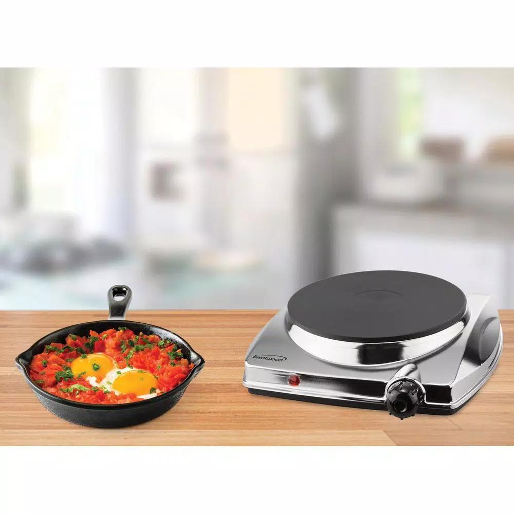 Brentwood Appliances TS-337 1000W Single Burner Electric Hot Plate, Silver
