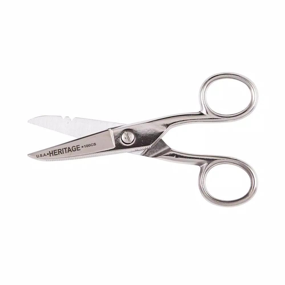 Klein Tools Serrated Electrician Scissors with Wire Stripping Notches