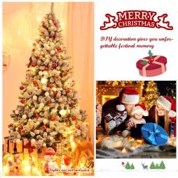 Costway 7.5 ft. Snow Flocked Hinged Pine Artificial Christmas Tree, 1346 Tips, Unlit thumbnail 7