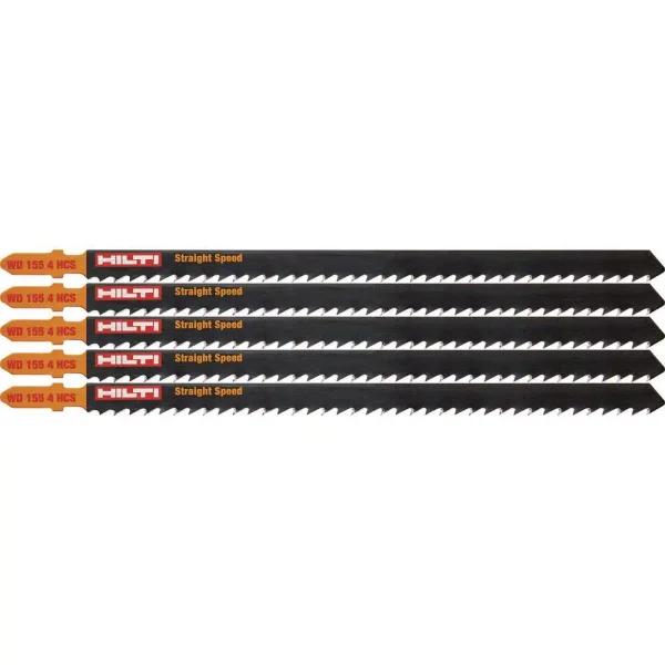 Hilti 6 in. 6 TPI High Carbon Steel T-Shank Premium Jig Saw Blades for Wood (5-Pack)