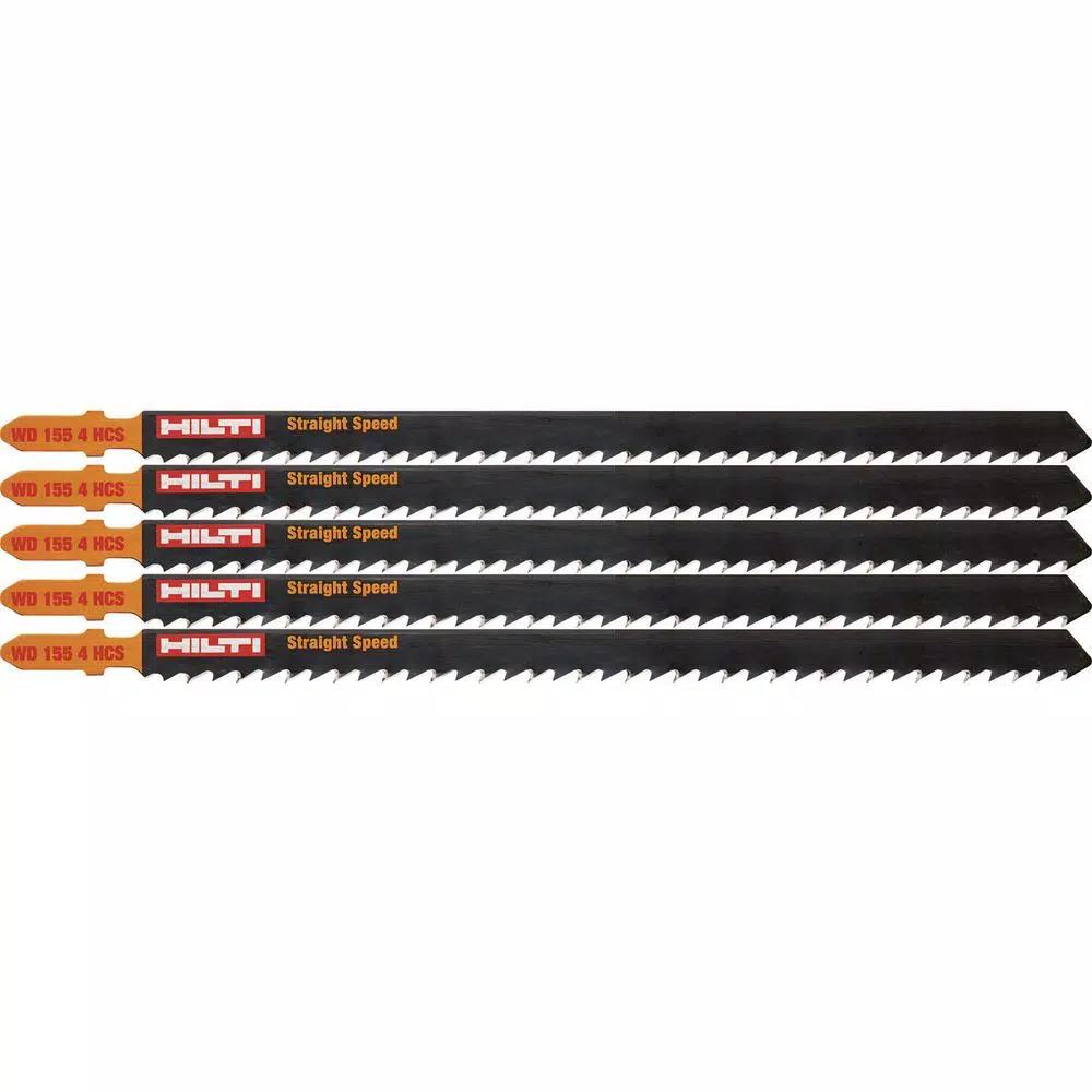 Hilti 6 in. 6 TPI High Carbon Steel T-Shank Premium Jig Saw Blades for Wood (5-Pack)