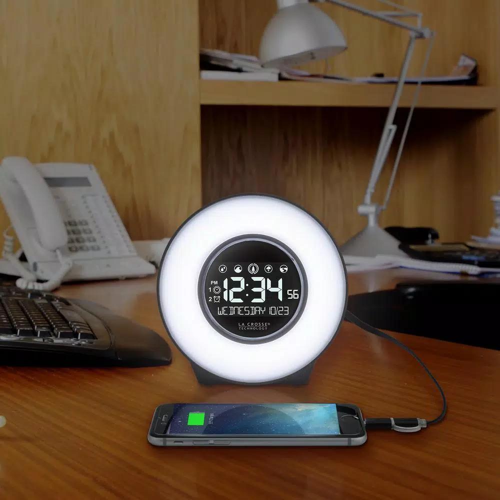 La Crosse Technology Mood Light Digital Alarm Clock with 5 Nature Sounds and USB Charging Port