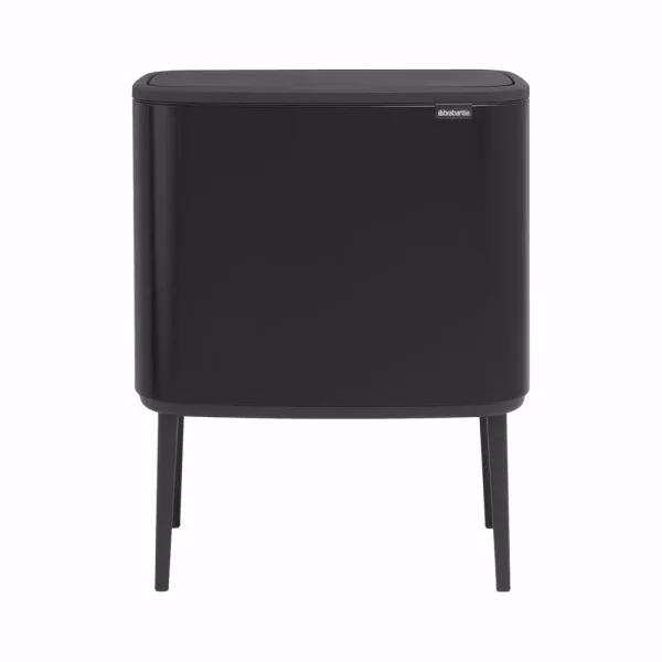 Brabantia Bo Touch 9.5 Gallon Dual Compartment Matte Black Steel Rectangular Touch Top Trash Can