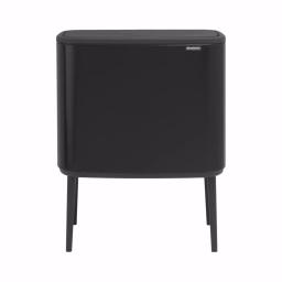 Brabantia Bo Touch 9.5 Gallon Dual Compartment Matte Black Steel Rectangular Touch Top Trash Can thumbnail 1