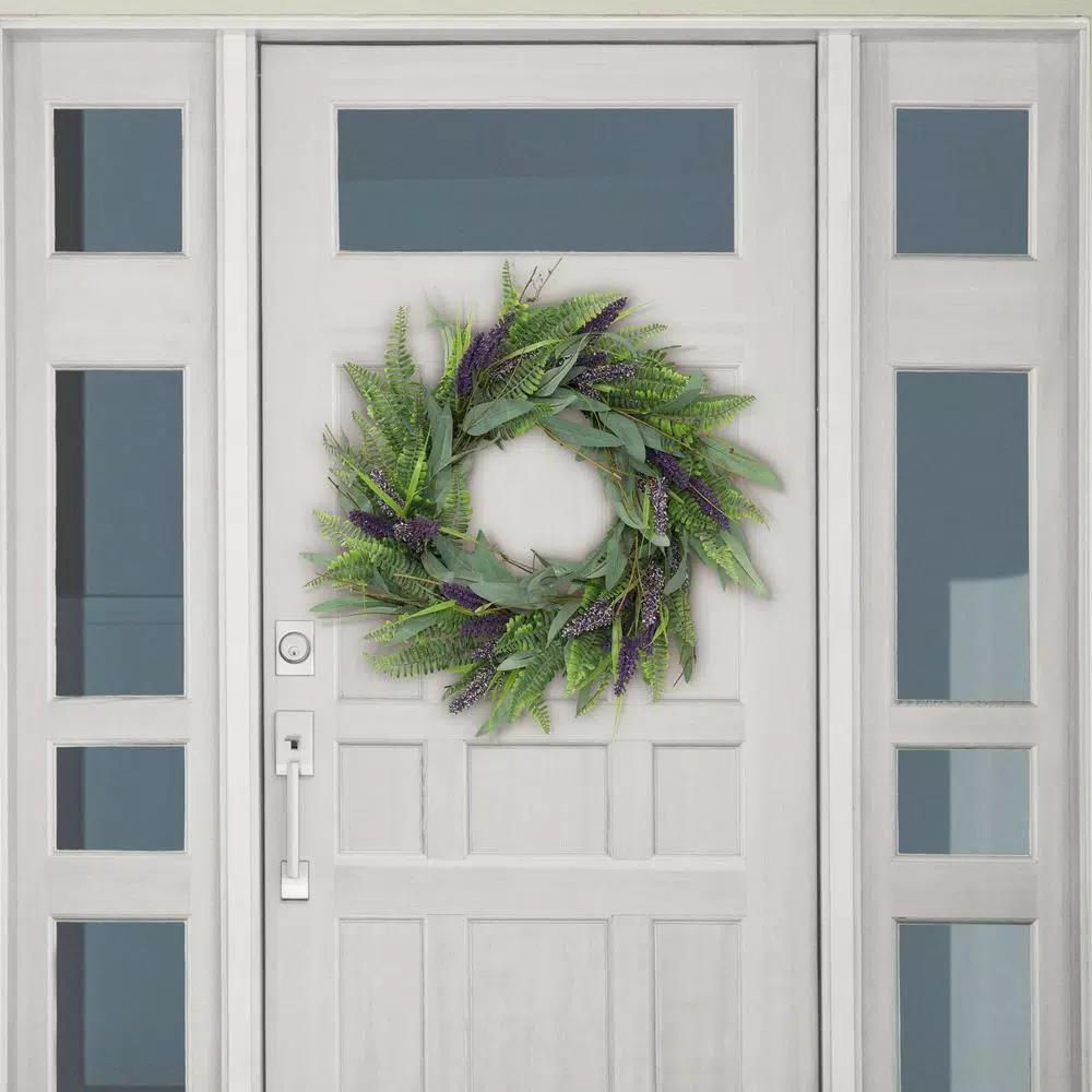 Unbranded Puleo International 24 in. Artificial Lavender Floral Spring Wreath, Purple and Yellow