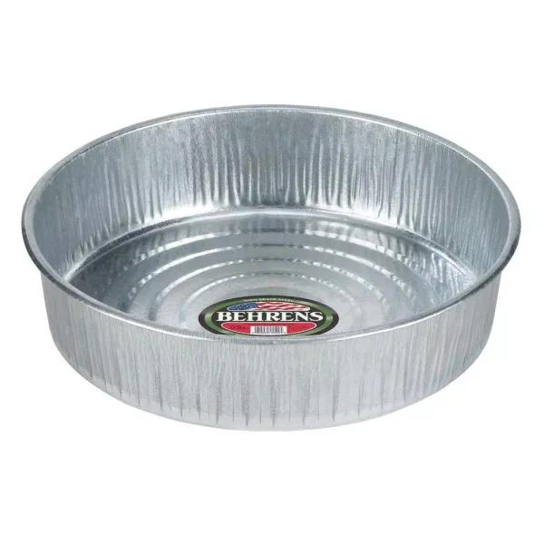 Behrens 3 Gal. Galvanized Steel Utility Pan, Round Seamless Metal Tub