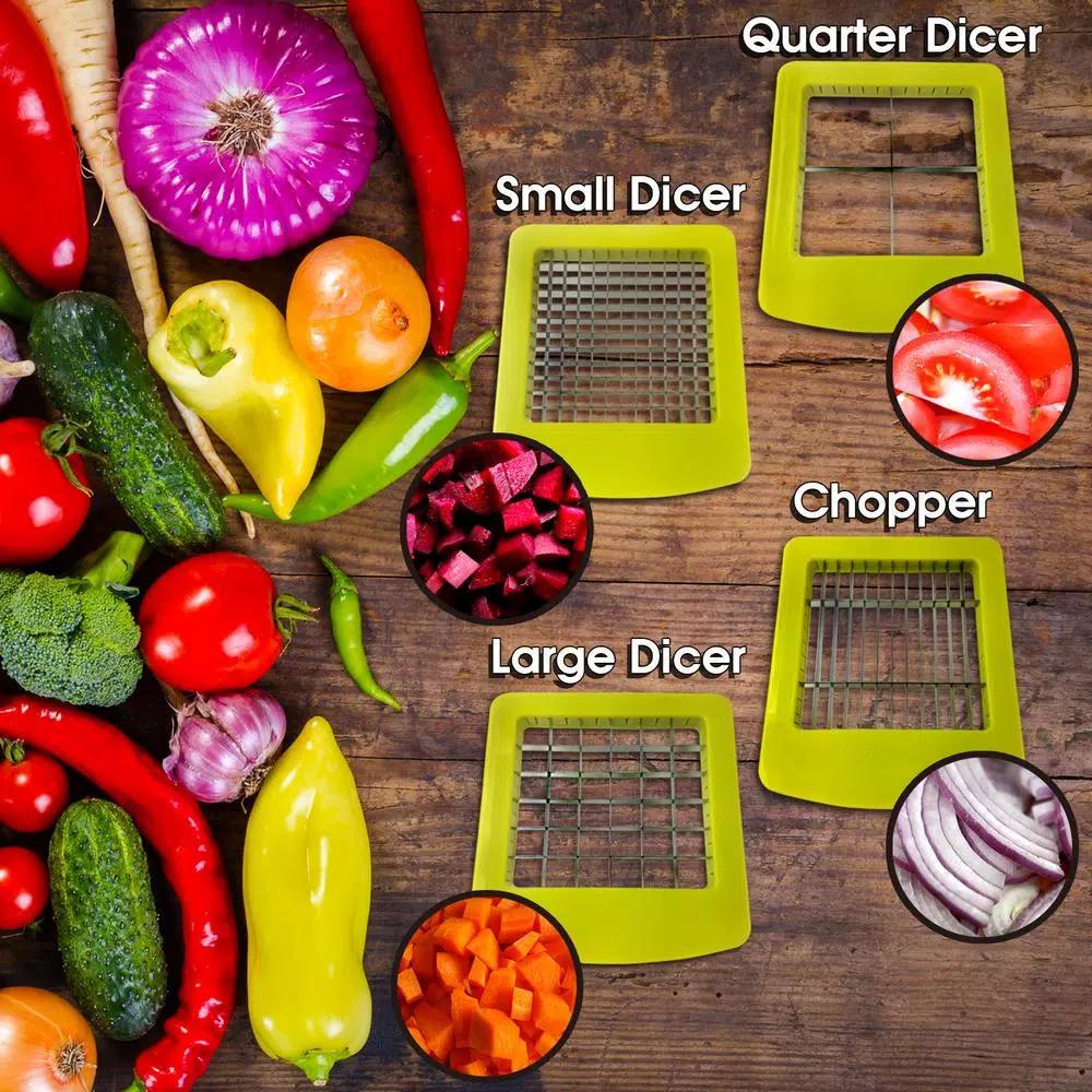 MegaChef 8-in-1 Multi-Use Slicer Dicer and Chopper with Interchangeable Blades and Bonus Peeler