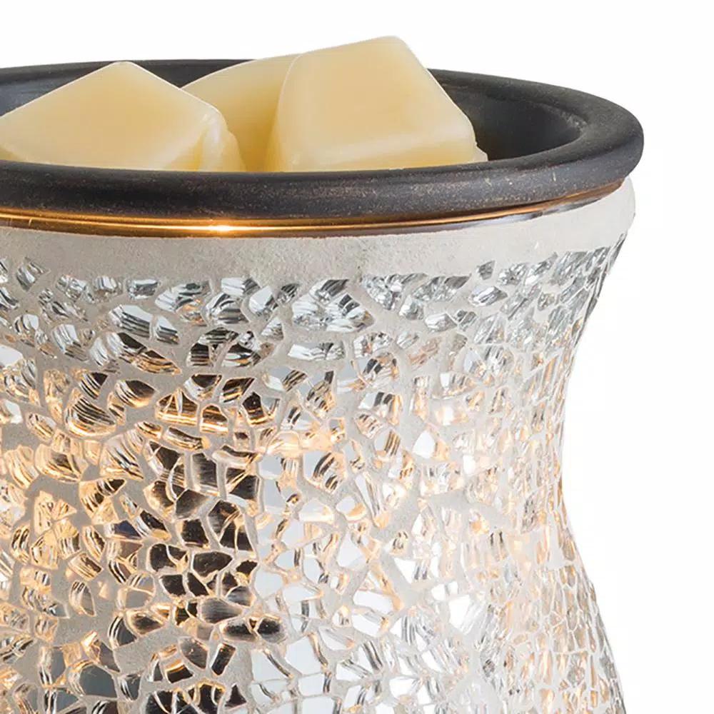 Candle Warmers Etc 8.8 in Reflection Illumination Fragrance Warmer with Silver Glass Mosaic