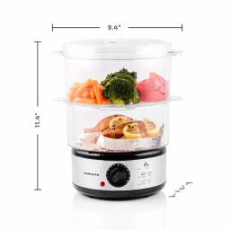 Ovente 2-Tier Electric Food Steamer, 5-Quart Capacity, 400W, Silver thumbnail 5