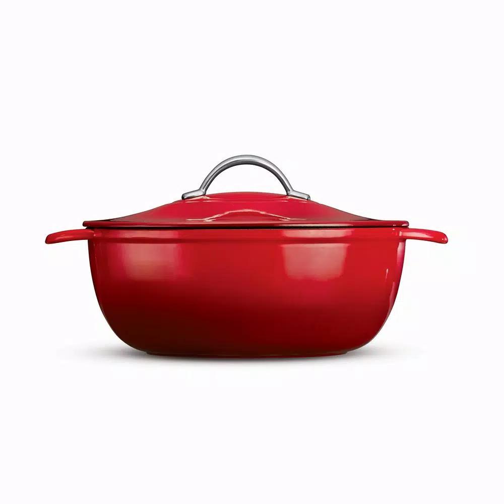Tramontina Gourmet 6.5 qt. Oval Enameled Cast Iron Dutch Oven with Lid, Gradated Red