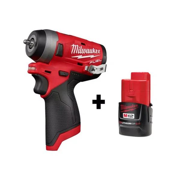 Milwaukee M12 FUEL 12V Brushless 1/4 in. Stubby Impact Wrench with 2.0 Ah Battery
