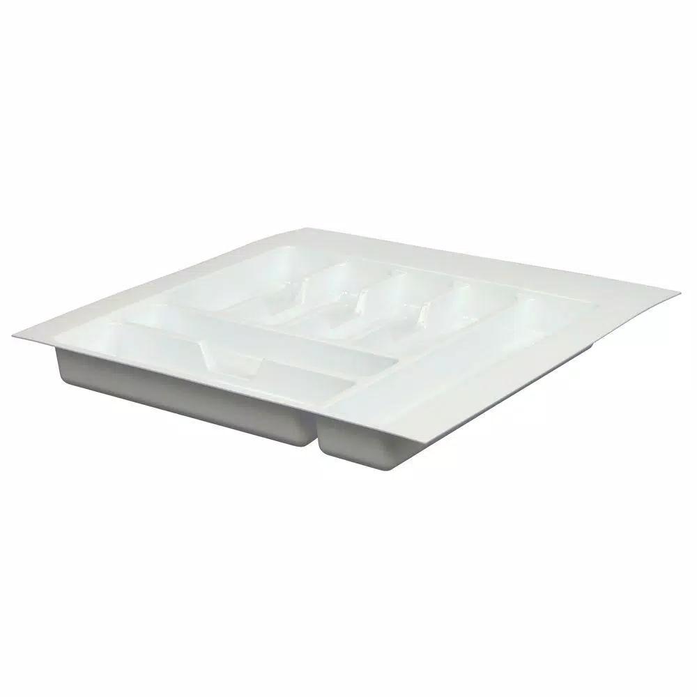 Real Solutions for Real Life Real Solutions by Knape and Vogt White Plastic 7-Section Utensil Drawer Organizer