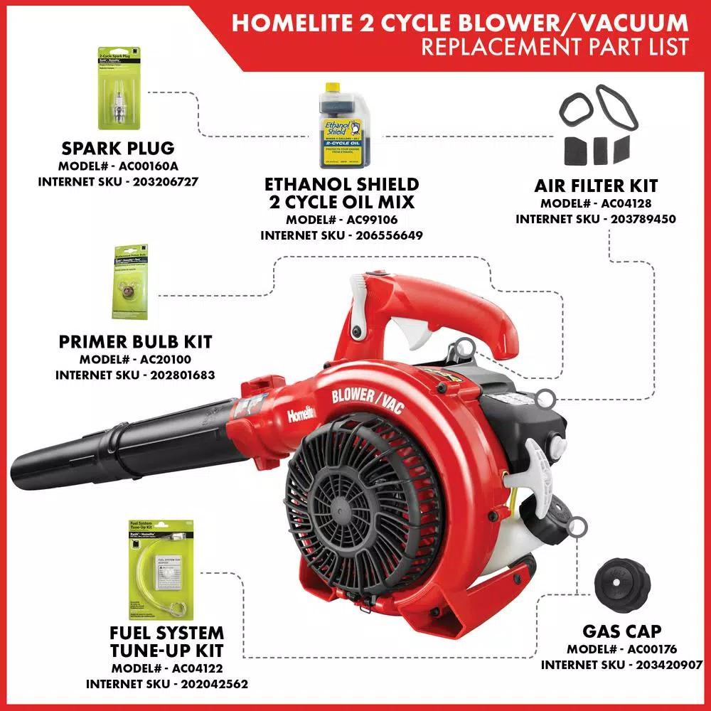 Homelite 26cc Gas Handheld Blower and Vacuum, 150 MPH, 400 CFM, Reconditioned