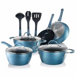 NutriChef Blue Diamond Ceramic 11-Piece Nonstick Aluminum Cookware Set thumbnail 1