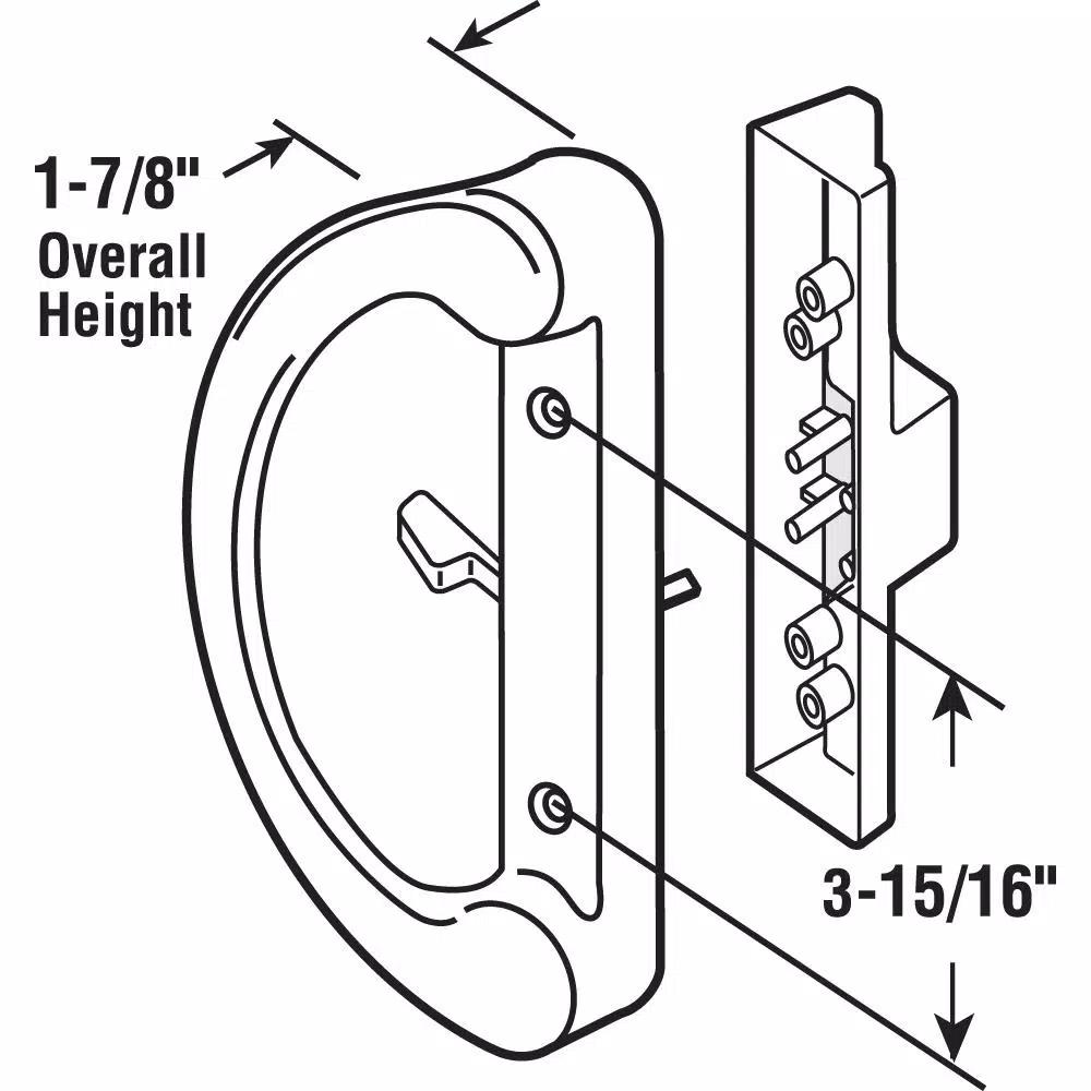 Prime-Line Black Diecast Sliding Glass Door Handle Set, 3-15/16 in. Mortise/Hook Style