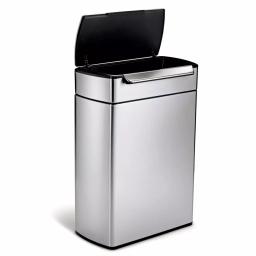 simplehuman 48-Liter Dual-Bucket Touch-Bar Recycling Trash Can, Brushed Stainless Steel thumbnail 3