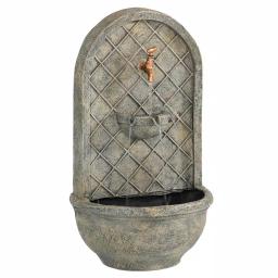 Sunnydaze Decor Messina Resin French Limestone Solar Outdoor Wall Fountain thumbnail 1