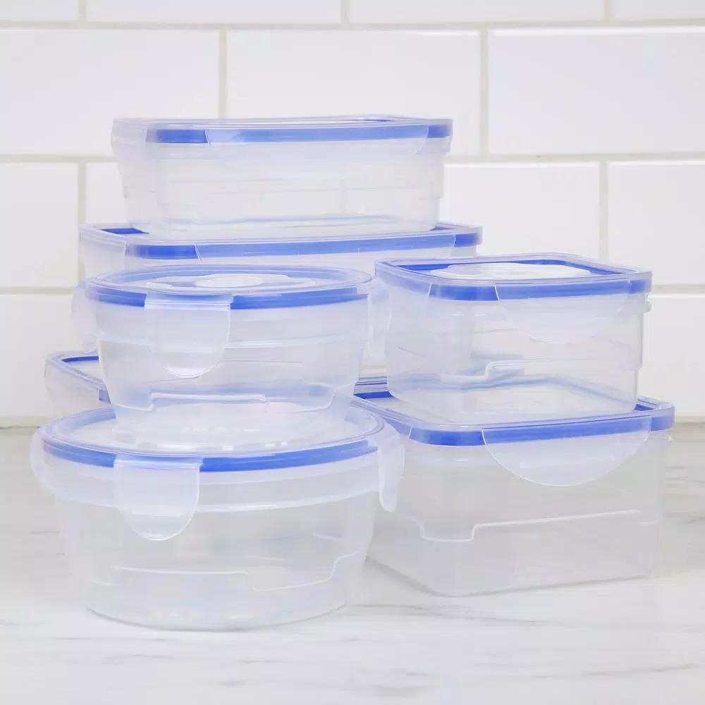 Kitchen Details 16-Piece Food Storage Container Set with Airtight Clip-Lock Lids, Blue