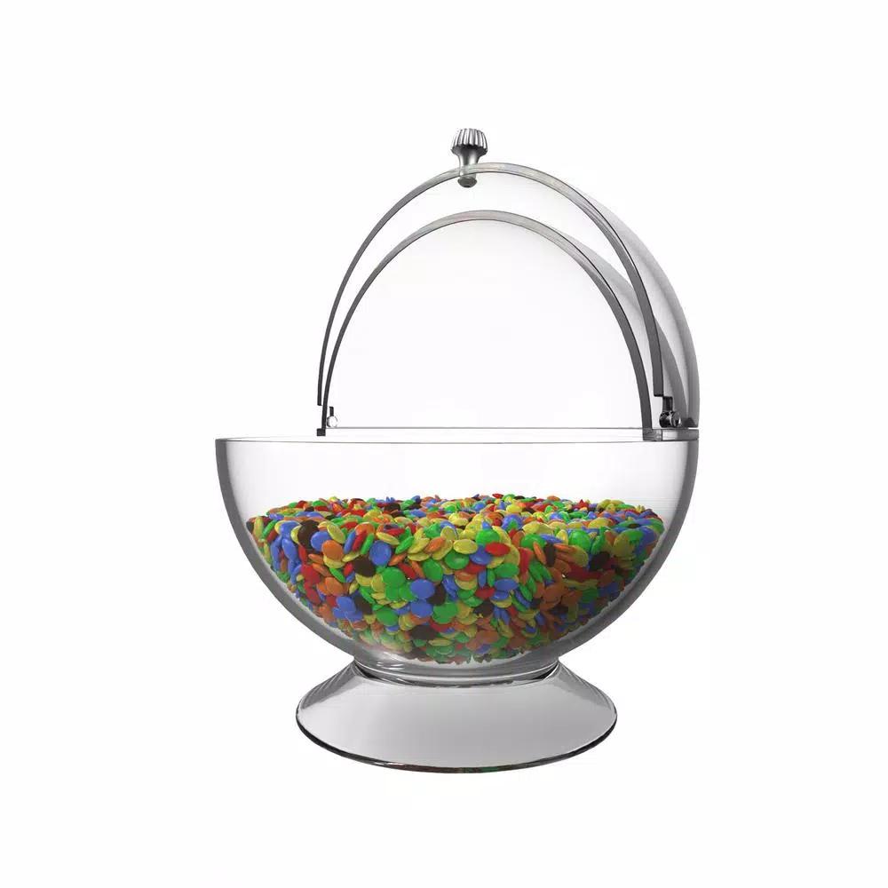 Chef Buddy Clear Plastic Candy Serving Bowl with Sliding Lid, 16 oz